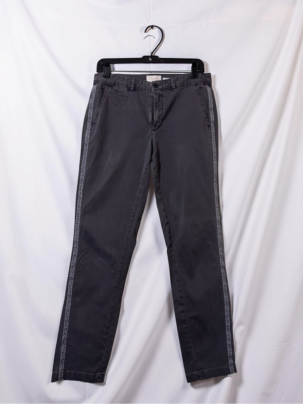 Anthropologie CHINO Relaxed Gray Side Trim Ankle Pants Women’s Size 28